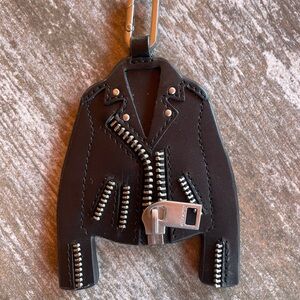 All Saints Black Leather Jacket Key Holder